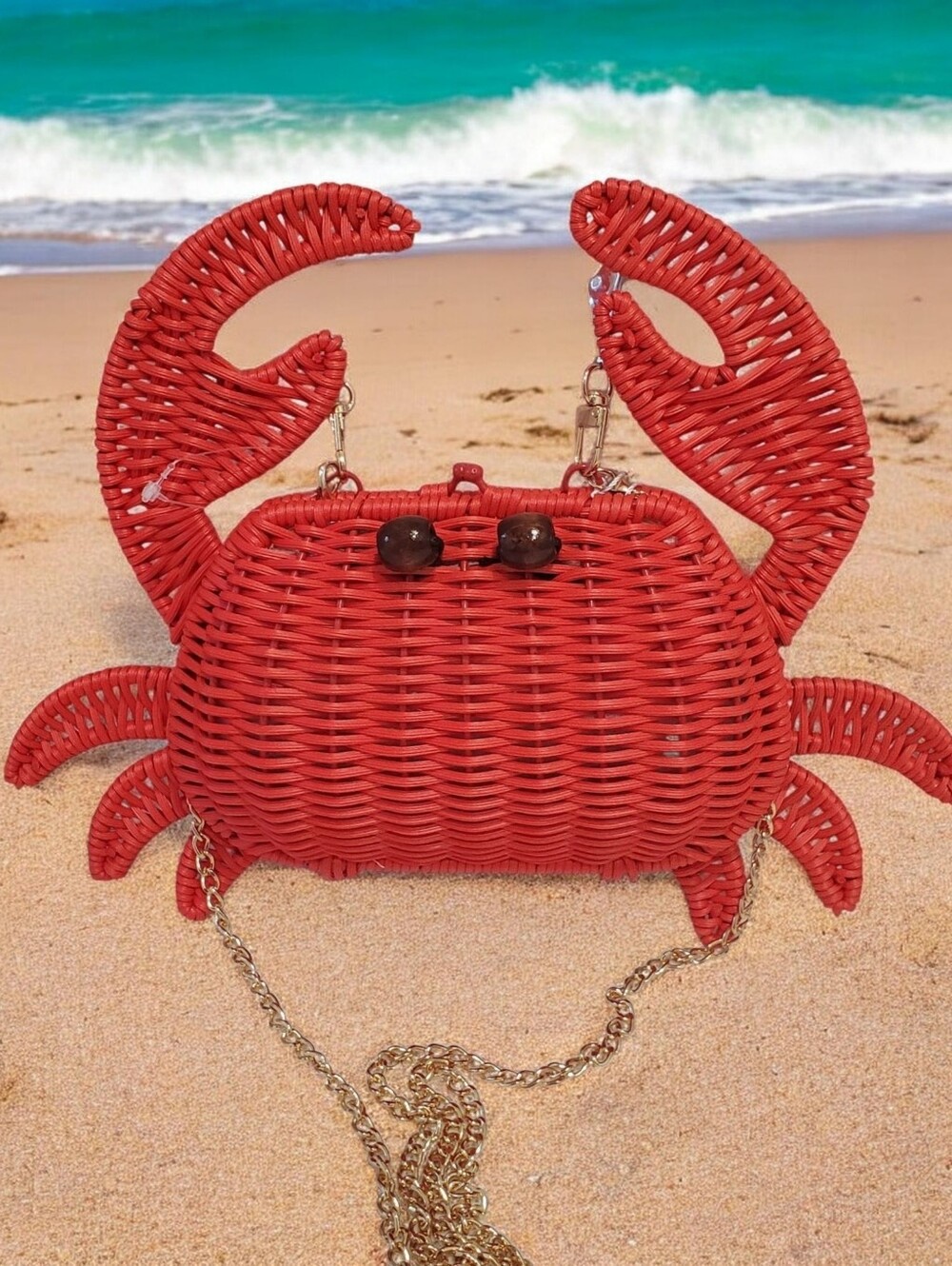Tommy Bahama Woven Wicker Crab Crossbody Bag Handle Bag Nautical Vacation Style